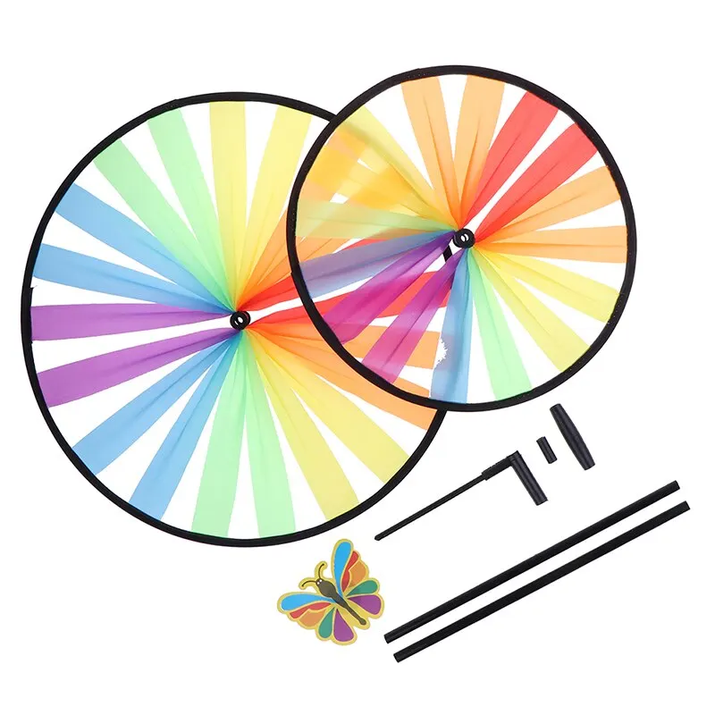 Colorful Polyester Wheel Windmill for Children Outdoor Activities and Garden Decoration 1pc