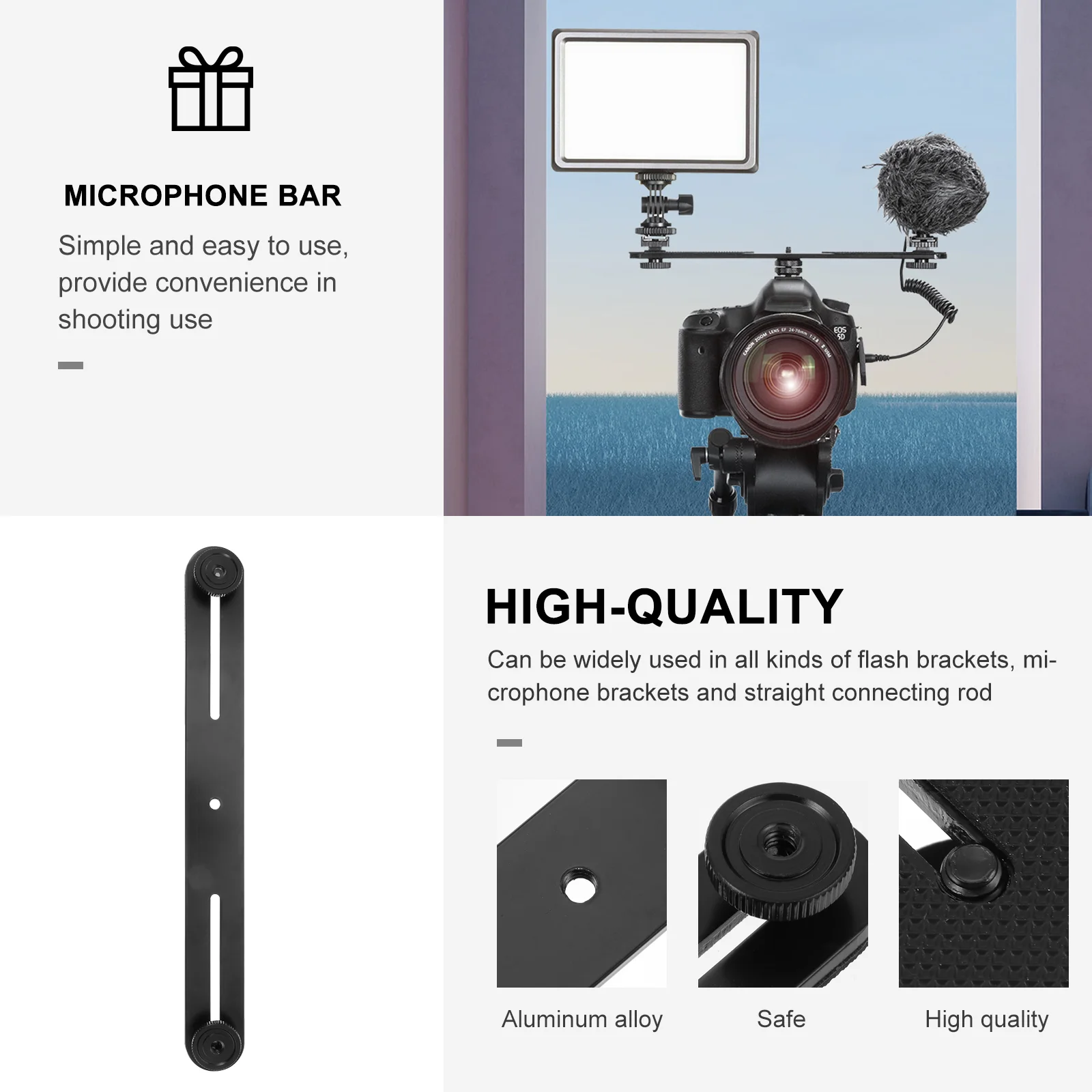Spacing Bar Aluminum Alloy Extension Bar 2 Pcs For Flash Bracket Mic Stand Spacing Microphone Mount Accessories Parts