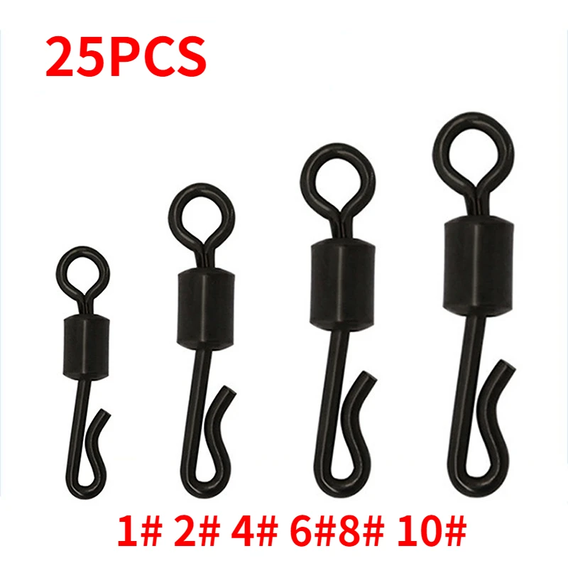 25pcs/lot Large Long Body Q-shaped Bearing Swivel & Snap Fishing Connector  Quick Change Swivels Fishing Tackle Accessories - Fishing Tools - AliExpress