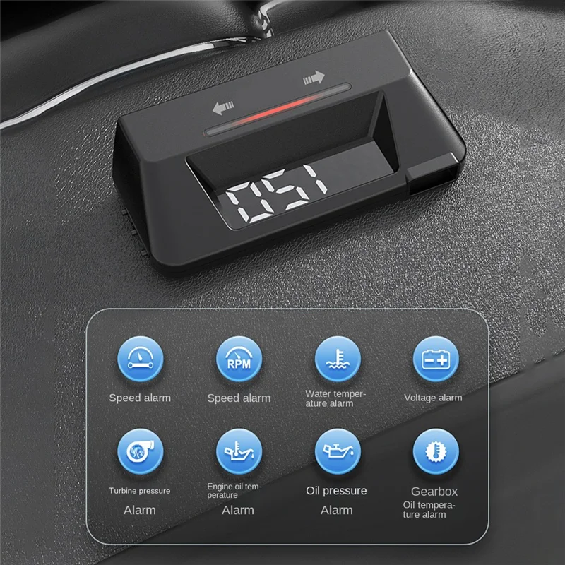 1 Piece S100 Dual Display HUD Head-Up Display Black Plastic Vehicle Instrument Transmission Oil Temperature Monitoring