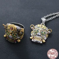 Customized 925 Sterling Silver Skull Lucky Ring Pendant Plated Gold Custom Letters Jewelry Accessories 2
