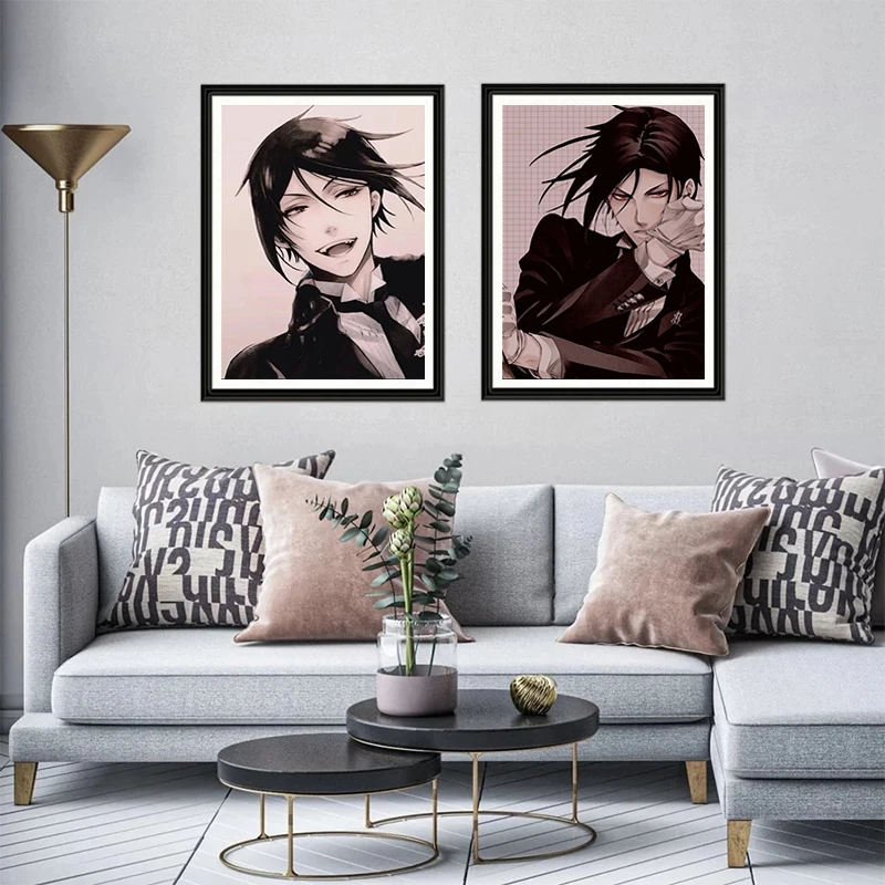  Black Butler Wall Scroll Poster Fabric Painting for Anime  Sebastian Michaelis 086 L: Posters & Prints