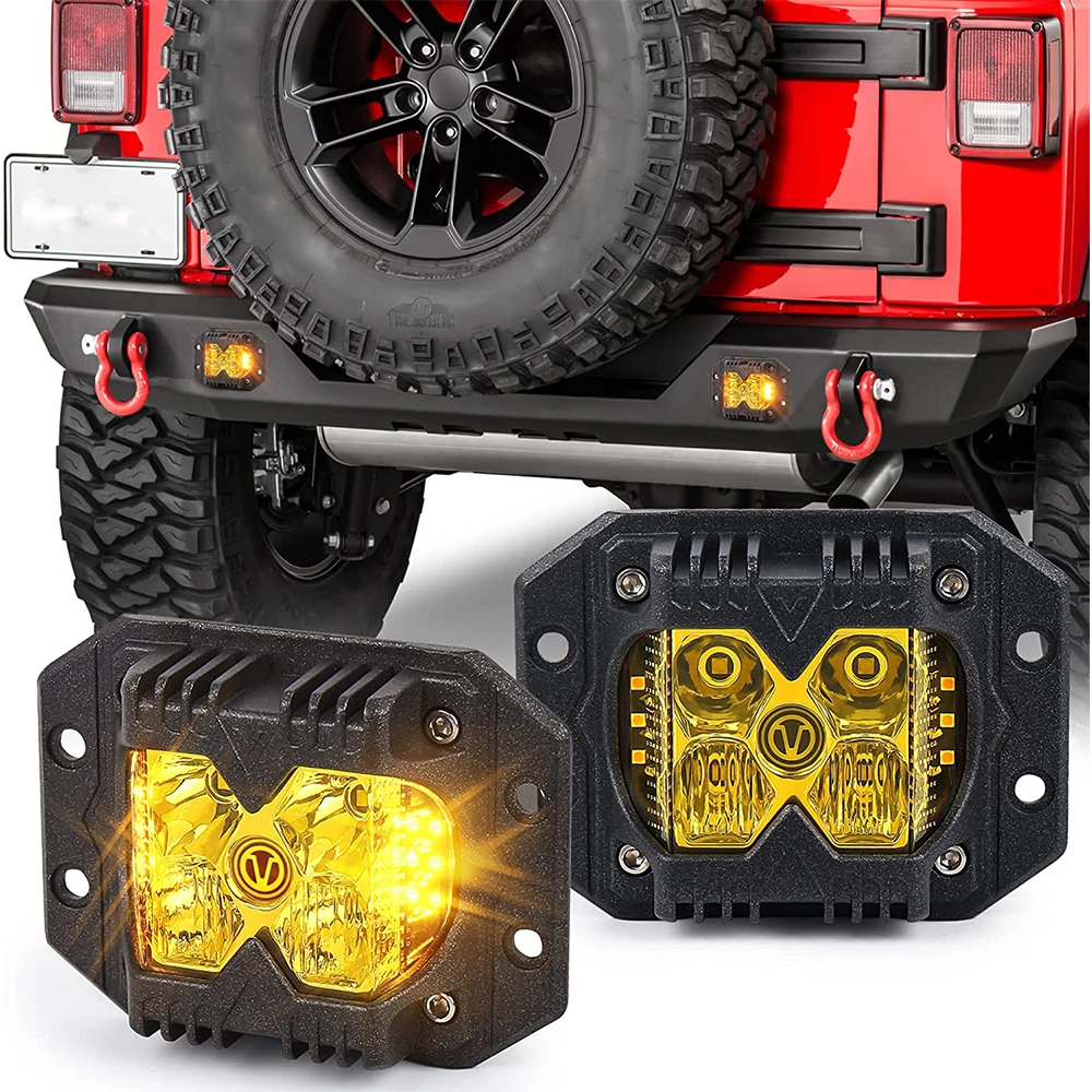 Flush Mount Pods Combo Off Road Lamps with Separate Amber Solid/Strobe