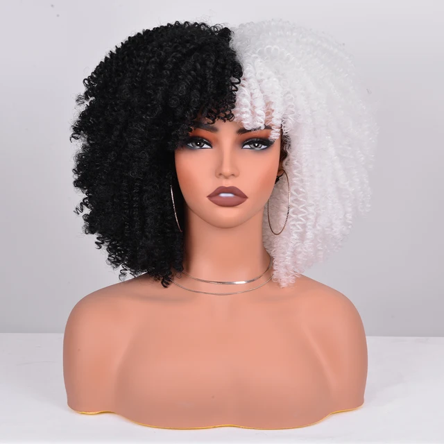 Colour Contrast Synthetic Curly Wigs With Bangs 52
