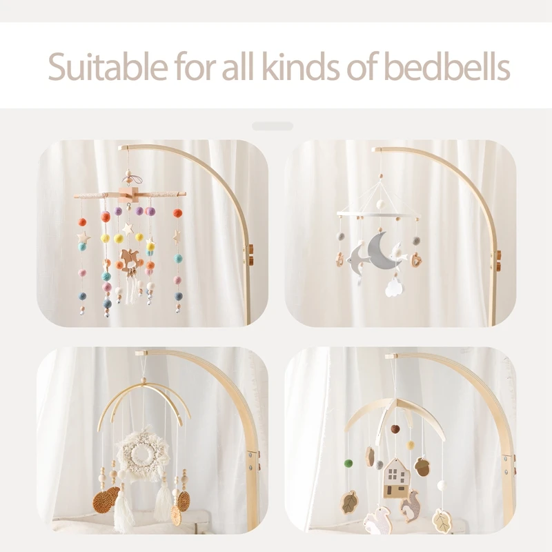 Newborn Panda Bamboo Leaf Bed Bell Toys 0-12 Months for Baby Crib Bed Wood Bell Mobile Toddler Carousel Cot Kid Musical Toy Gift