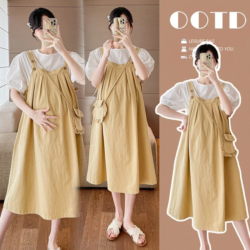 Loose Casual Maternity Dress Set Two-Piece Korean Style Pregnant Women Clothes Comfortable Maternity Wear from Mainland China