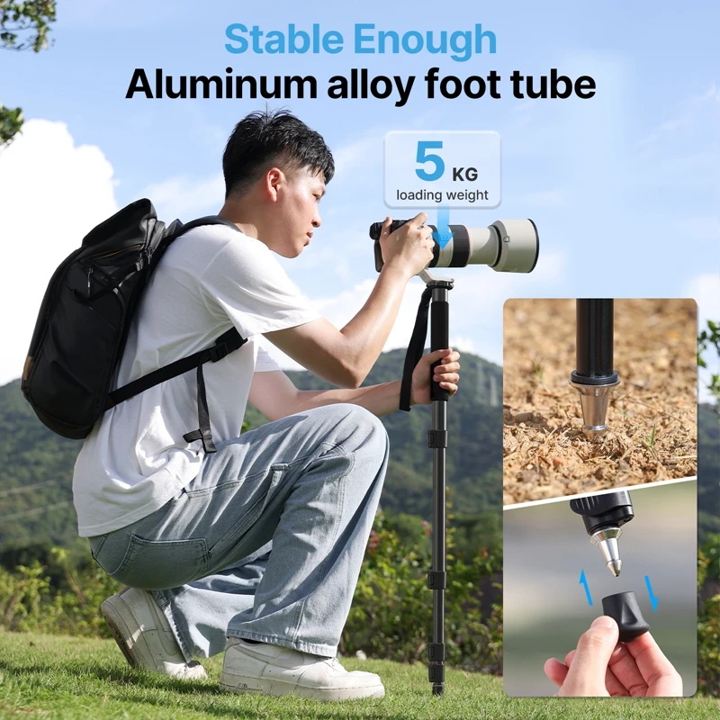 Camera Tripod Ulanzi TB12 Metal Tripod Monopod for Camera DSLR Smartphone Monopod Stable and Portable Selfie Stick Hiking Pole Stick