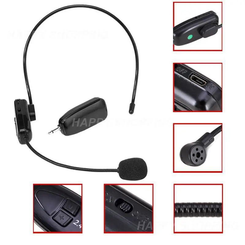 

Head-mounted Wireless Lavalier Microphone Transmitter With Receiver For Voice Amplifier Speaker for Teaching Tour Guide