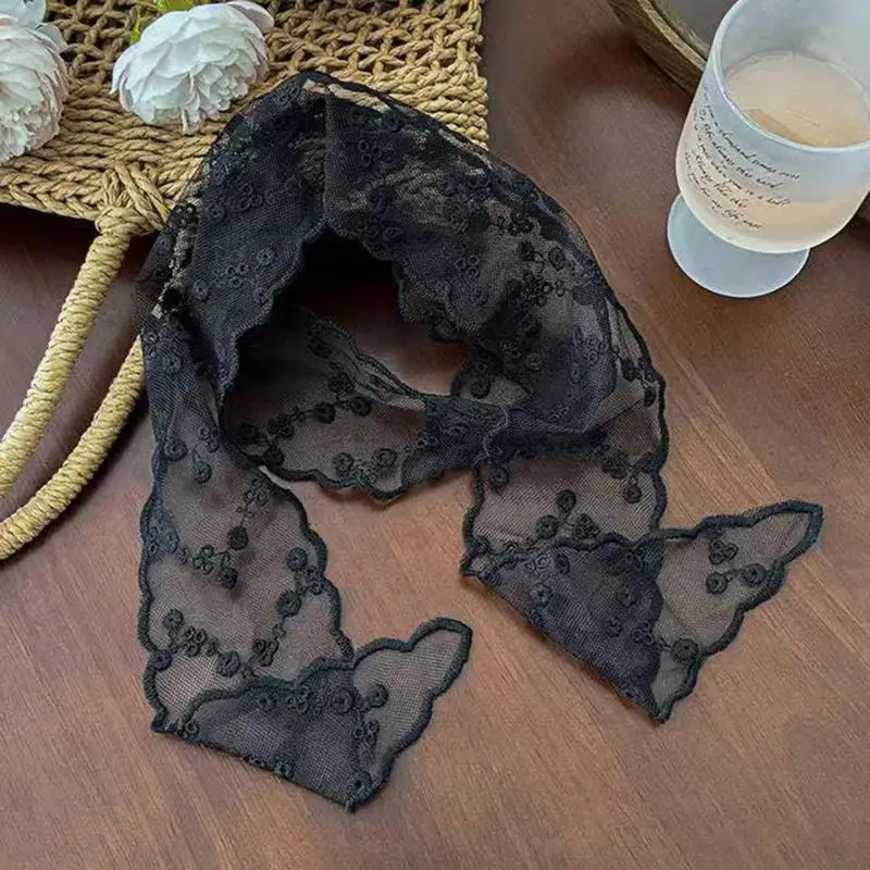 thumbnail image 1 of Korea Floral Embroidered Scarf Hair Ties Long Lace Ribbon Headbands Braids Sun Hat Lace Trim Bag Decoration Ribbon Headwear INS, 1 of 4