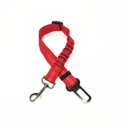 Retractable Elastic Reflective Dog Car Seat Belt and Leash (Red)