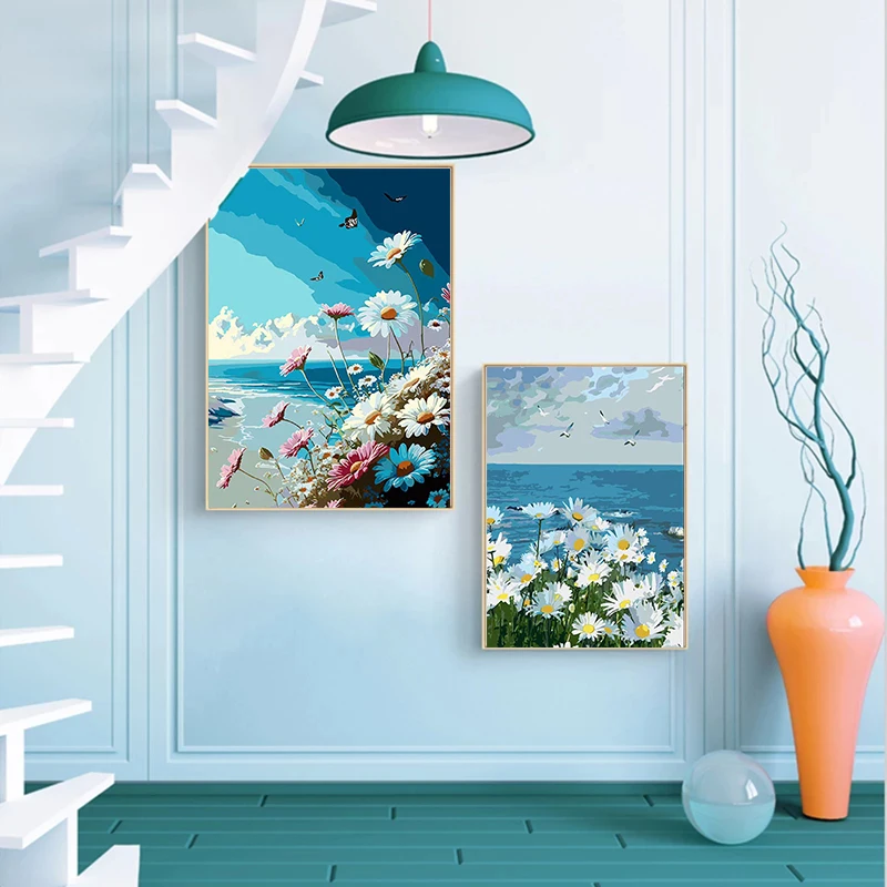 

GATYZTORY 3pcs Paint By Number Flower Drawing On Canvas HandPainted Painting Art Gift DIY Pictures By Number Kits Home Decor
