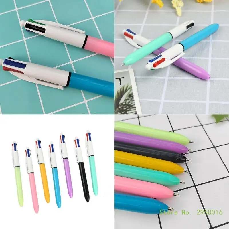 5 Pieces Retractable Multicolored Ballpoint Pen 4-Colors-in-1 Ballpoint Pen for Kid Student Class Reward Christmas Gift