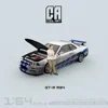 TIME MICRO/COOL ART 1:64 GTR-R34 Paul Blue Silver Flower Car Open Cover Model Car for Collection & Display & Gift 1