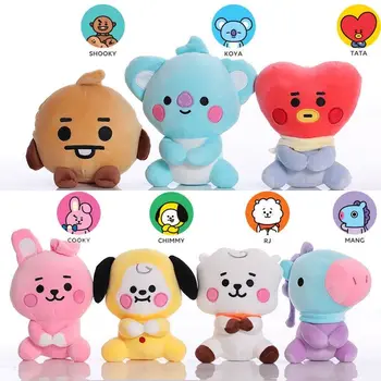 라인 프렌즈 Bt21 플러시 장난감 펜던트, BTS 액션 피규어, 앉아있는 귀여운 주변 인형, 카와이 애니메이션 장난감