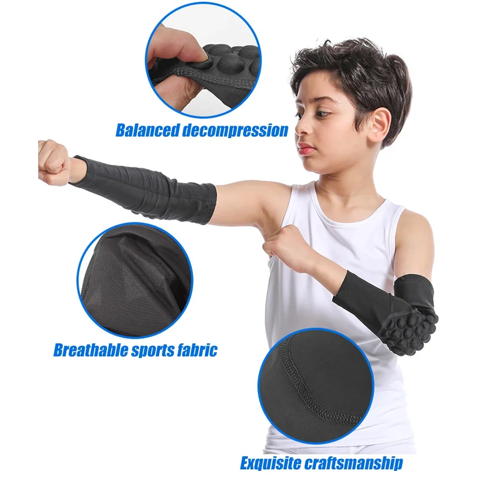 Compression Padded Arm Sleeve for Youth Kids, Basketball Elbow Pads Arm Sleeve Protection for Volleyball Football Baseball