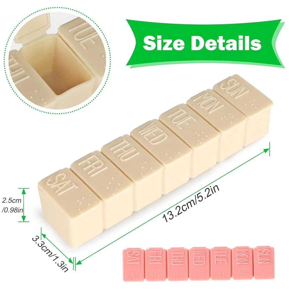 Compact 7-Day Travel Pill Organizer for Vitamins and Supplements