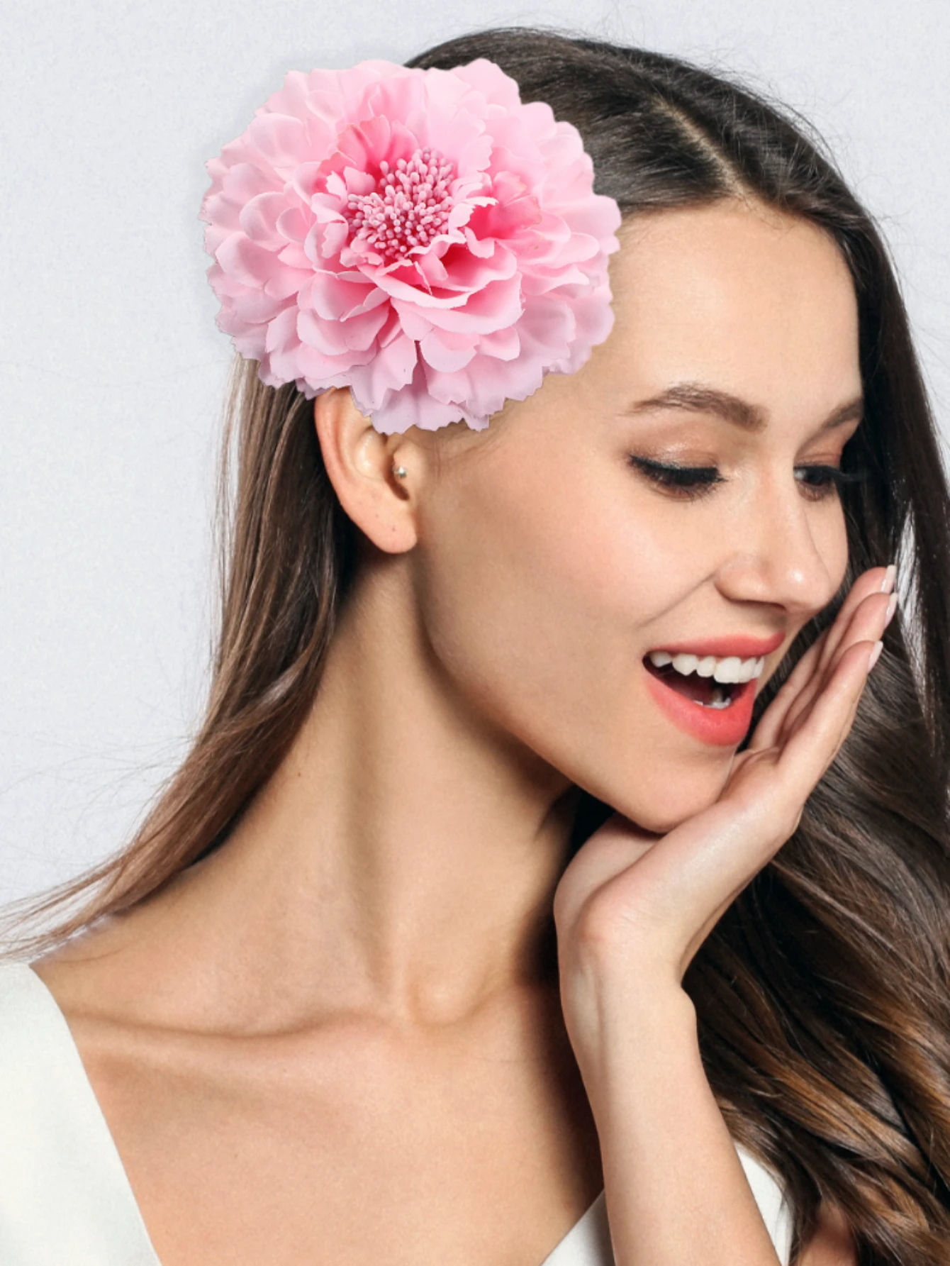 Fermaglio Per Capelli Con Fiore Di Peonia Hanfu - Spilla E Forcina Multiuso Per Damigella, Decorazione Floreale Per Matrimoni E Feste (Rosa/Rosso, 14 Cm) - 2