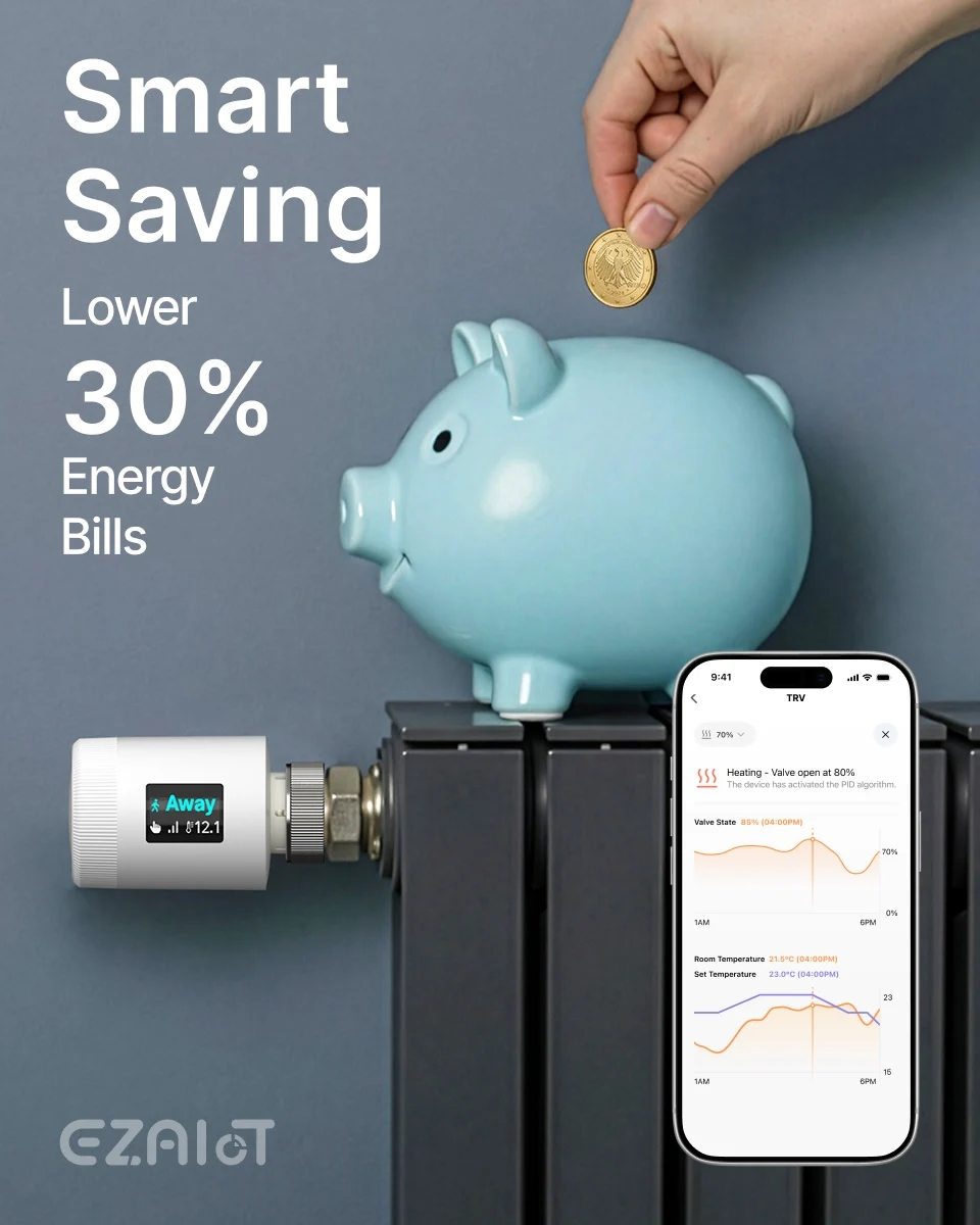 Tuya wifi6 Smart home TRV 1-6PCS thermostatic radiator valve actuator programmab