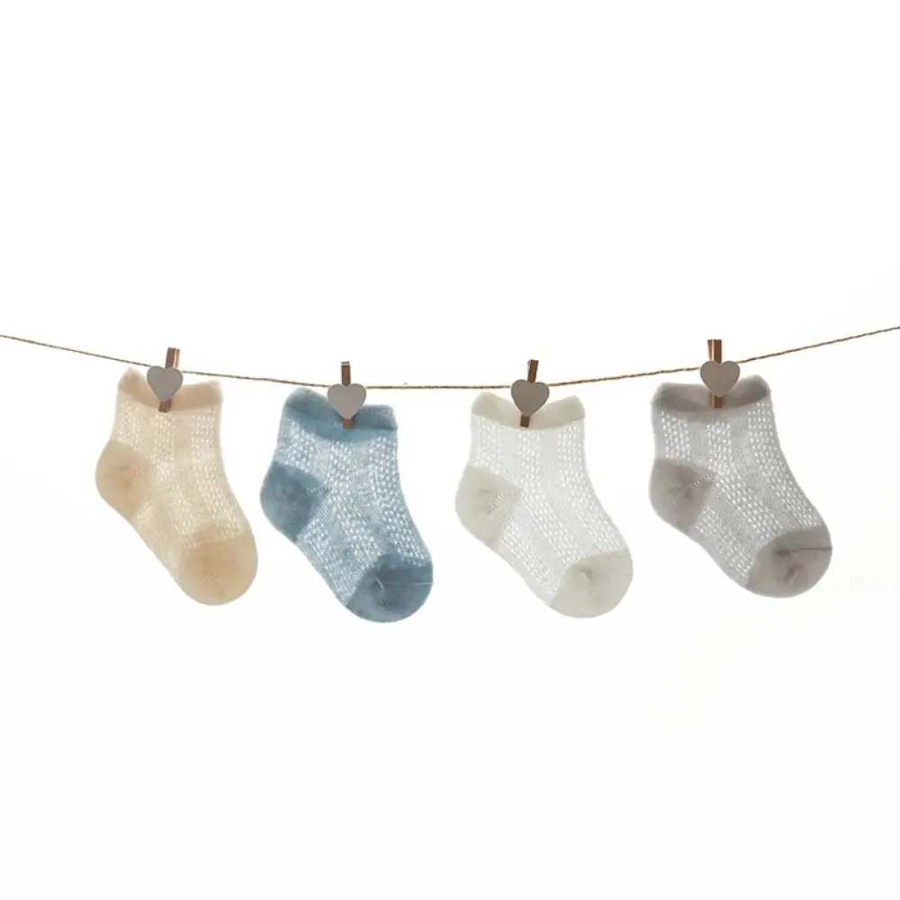 4Pairs Sweet Cotton Baby Ruffle Socks Non-slip Newborn Kids Mesh Tube Socks Infant Hollow Toddle Short Socks Princess