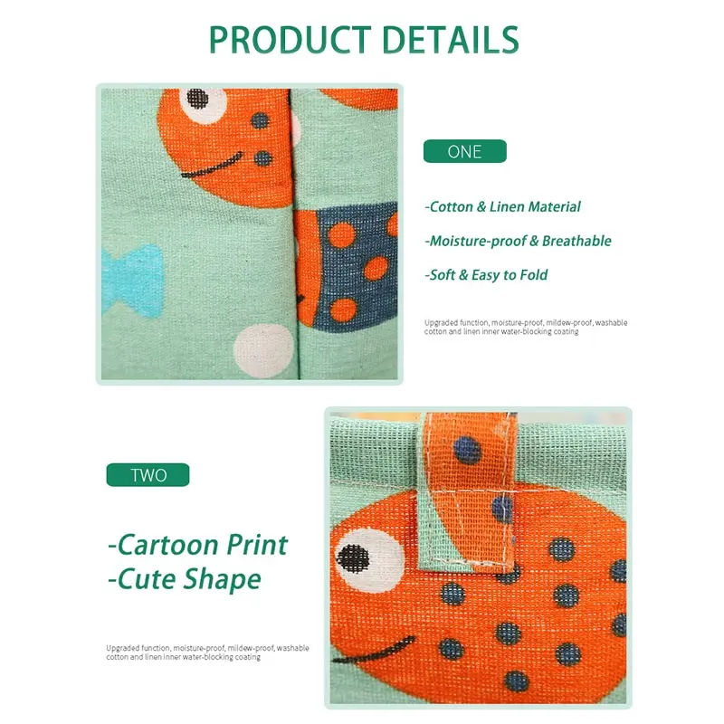 Foldable Waterproof Cotton Linen Laundry & Toy Storage Basket