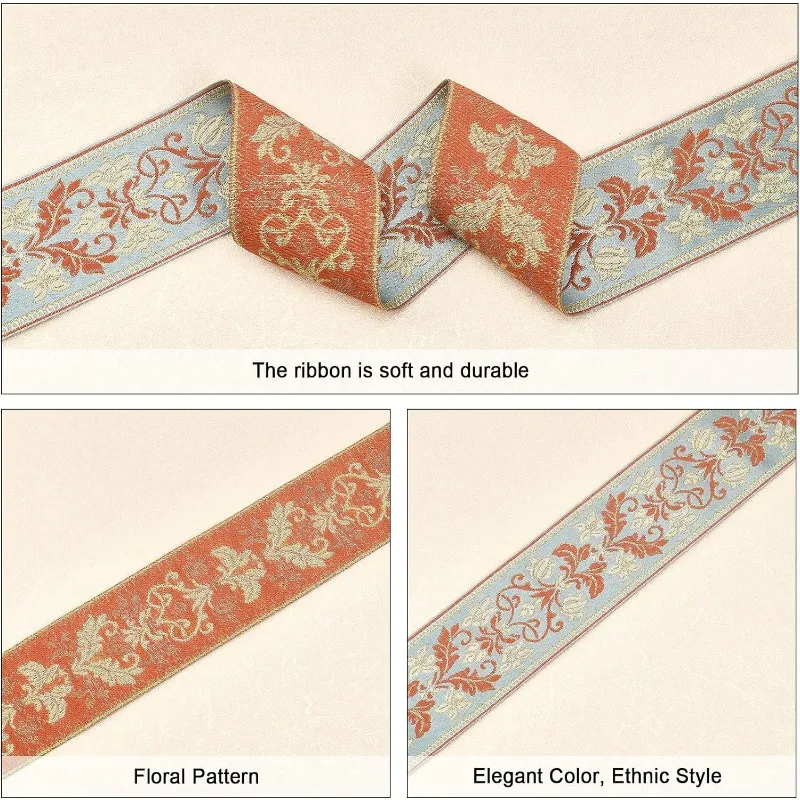 5.5Yard 2.4Inch Boho Sewing Embroidered Lace Ribbon Floral