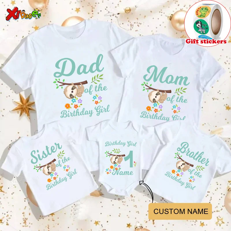 

Birthday Girl T Shirt Animal Printed T-shirt Family Matching Outfits Kids T Shirt Baby Girl TShirt Give Away Children's Stickers