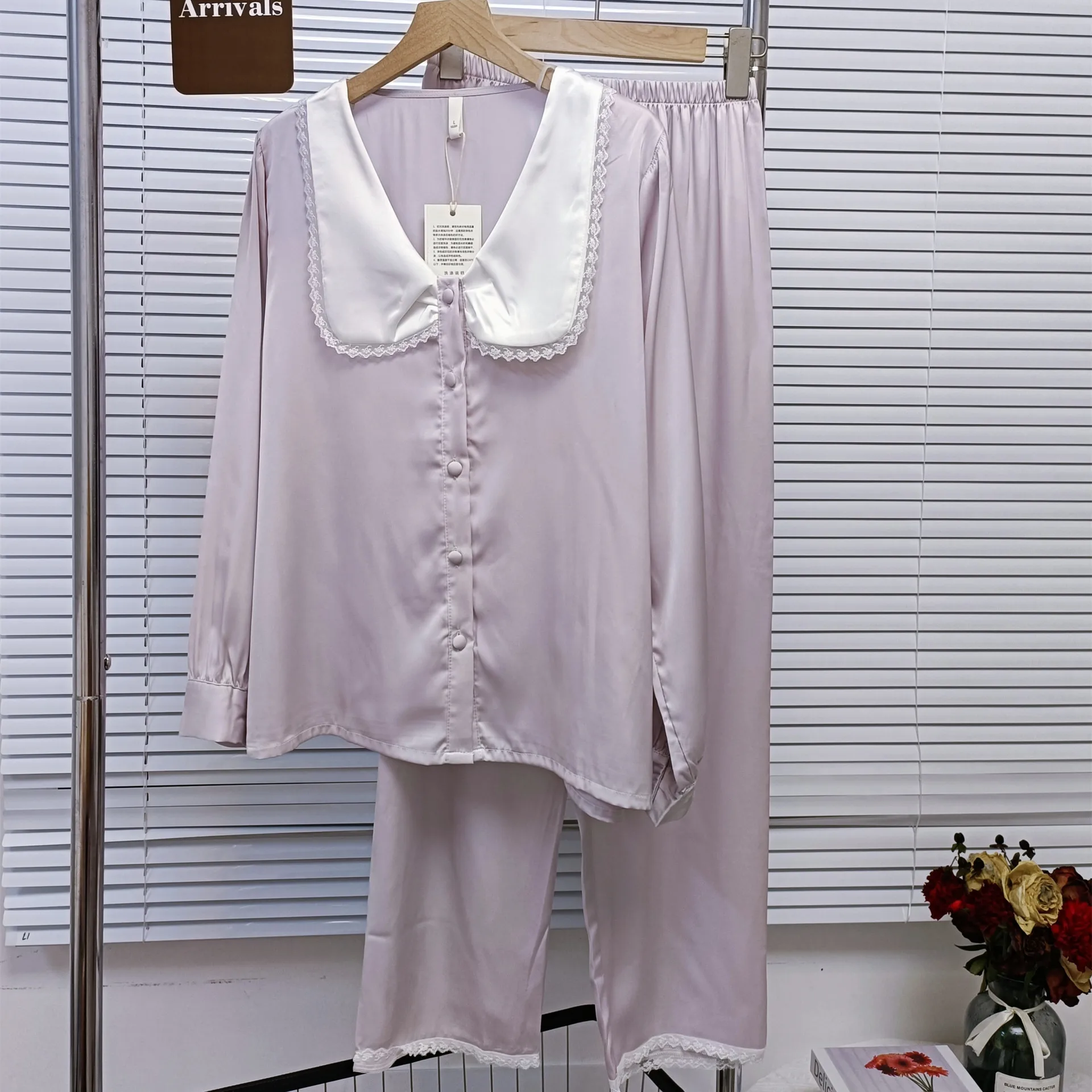 

Пижамный комплект из 2 предметов, летняя Пижама, Пижамный костюм, Женская домашняя одежда из вискозы, рубашка с длинными рукавами и отворотами и брюки, ночное белье