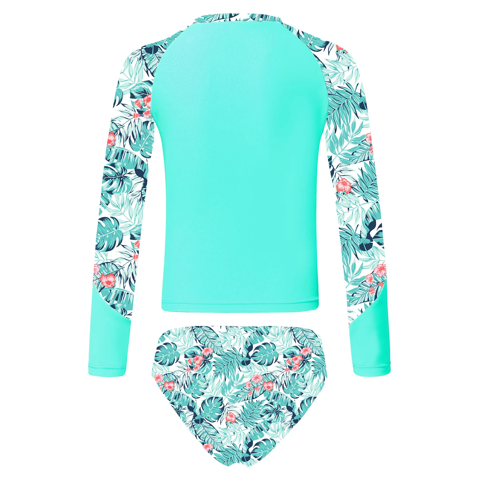 Kids Girls Swimsuit Beachwear Outfits Long Sleeve Tops with Briefs Swimwear Sets for Beach Pool Rash Guard Swimming Bathing Suit