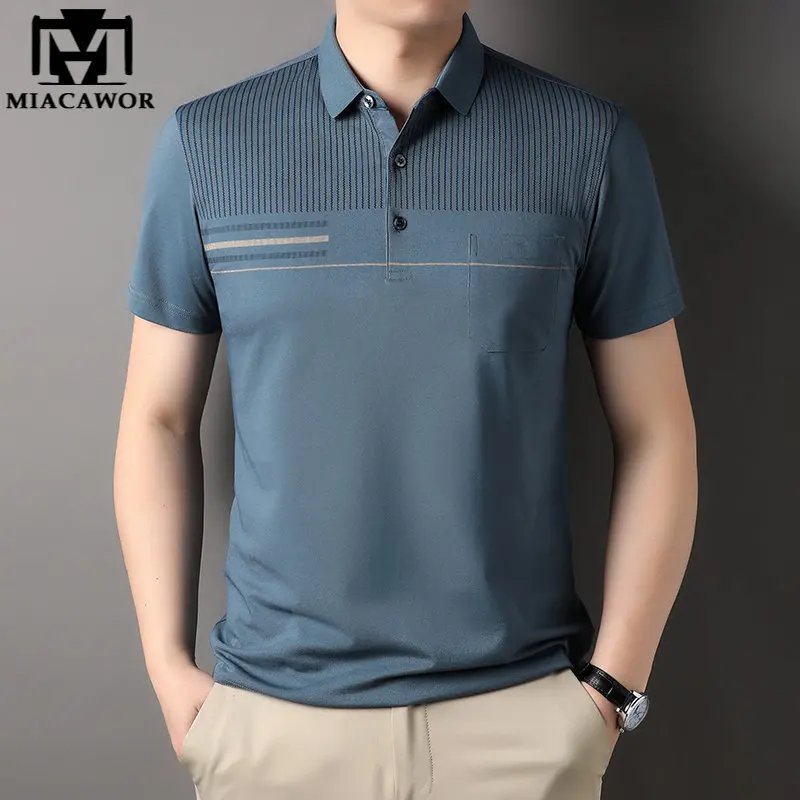 

Рубашка-поло мужская с коротким рукавом, хлопок, дышащая, облегающая, деловой стиль, повседневная одежда в Корейском стиле, T1293, на лето