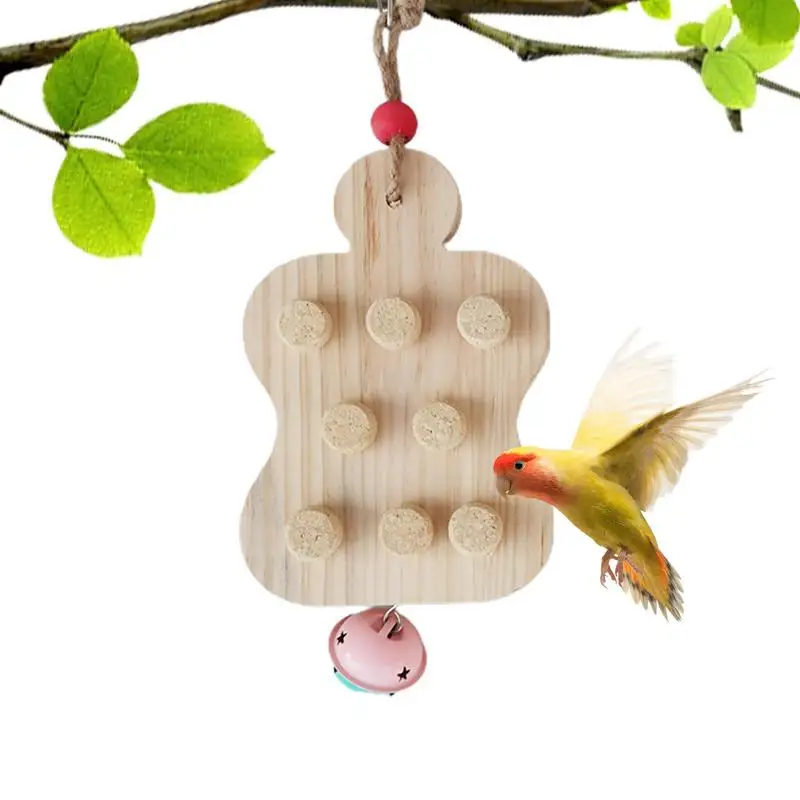 

Parrot Toy Wood Parrots Puzzle Board Hangable Chew Toys Bird Cage Accessories With Bell For Parakeets Conures Budgies Parrots