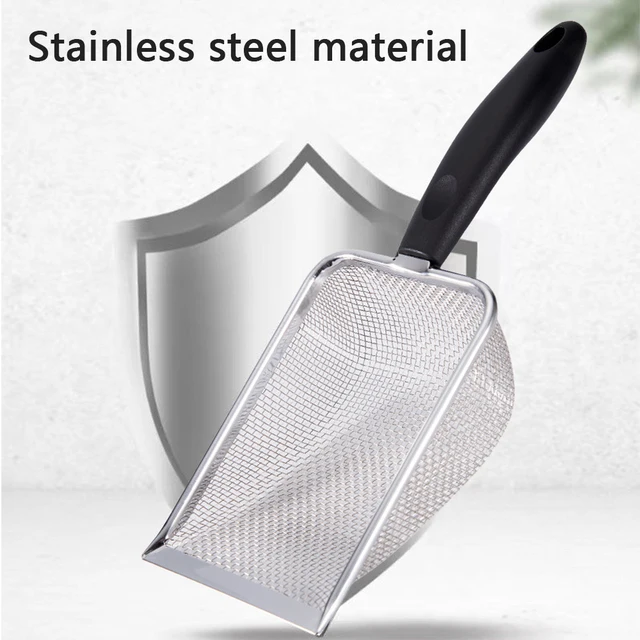Cat Litter Shovel Small Hole Sand Hanging Hole Pet Litter Tray Sand Scooper Stainless Steel Metal Scooper Kitten Cleaning Tool 3
