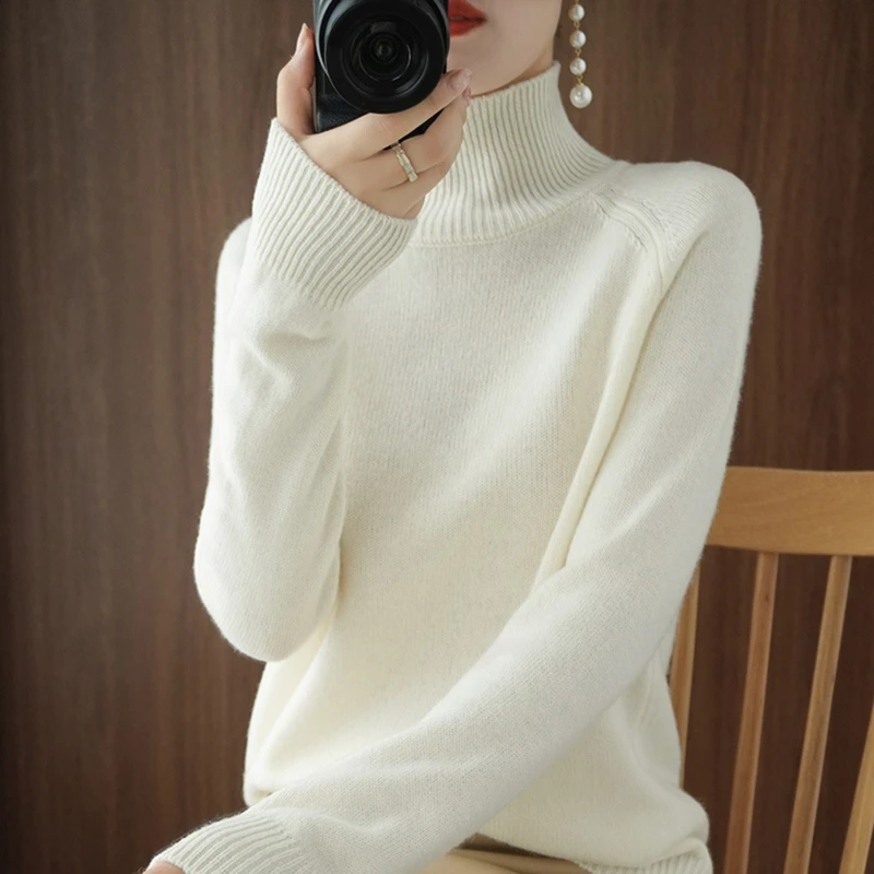 

Warm Sweater Women Turtleneck 2024 Winter White Women's Turtleneck Ladies Cashmere Sweater Pullover Female Women Sweaters