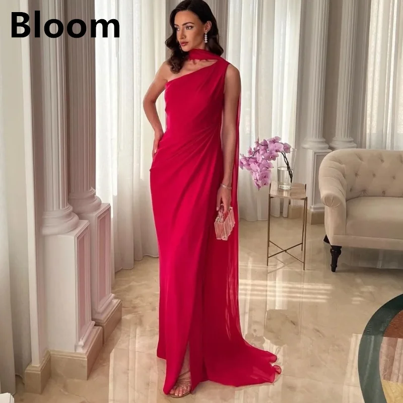 

One Shoulder Elegant Prom Dresses 2024 Sleeveless Floor-length Side Slit Evening Dress Robes De Formal Dresses فساتين الحفلات