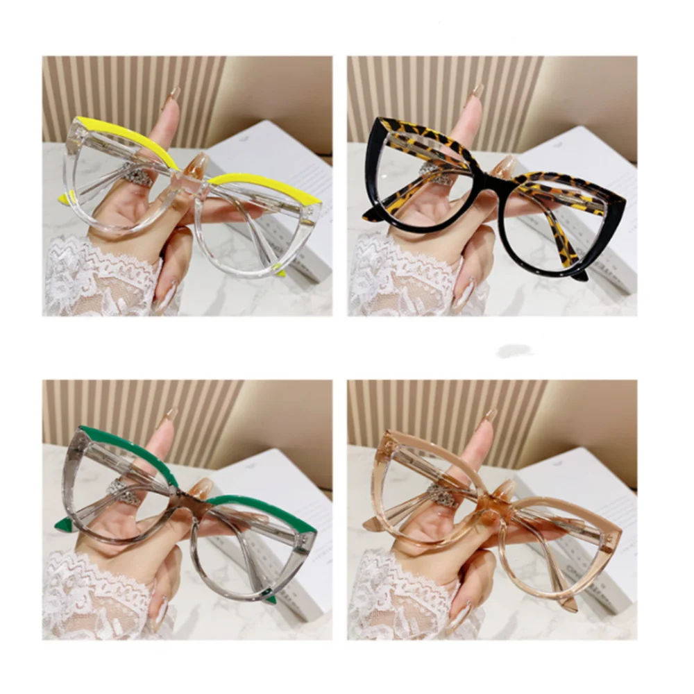 Women's Cat Eye Glasses Anti Blue Light Eyeglasses Trendy Multicolor Computer Reading Glasses Fashion Color Blocked Eyewear