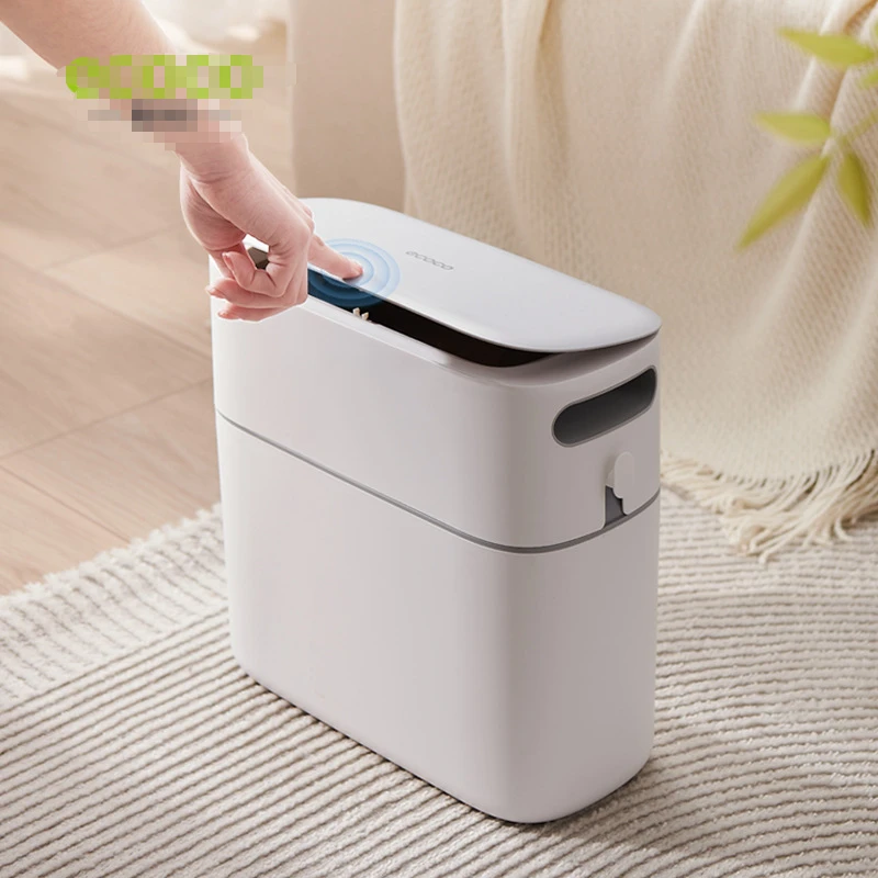 

Creative Stitched Trash Can with Lid Household Toilet Kitchen Living Room Automatic Wrapping Paper Bucket Convenient Compost Bin