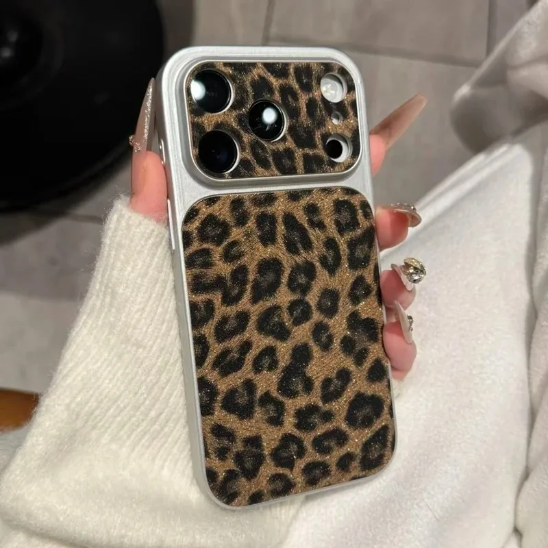 Elegant Leopard Print Faux Leather Phone Case - Shockproof Bumper Cover