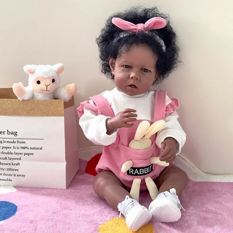 

50CM Bebe Doll Reborn Baby Liam in Black Skin Gilr Doll Newborn Size High Quality Collectible Art Doll