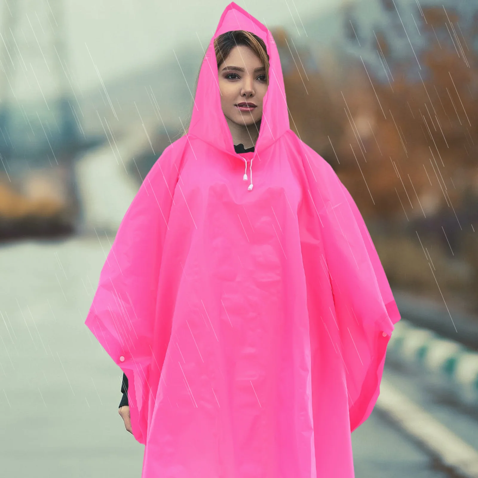 Womens Raincoat Poncho Emergency Portable Multifunction Cycling Pink Convenient Travel