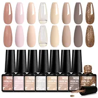 6PCS/SET 6ml Grey Color Glitter Nail Gel Set, UV Gel Nail Varnish Kit Soak Off UV LED Gel Semi-Permanent Nail Gel Set 1