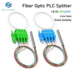 10pcs APC Splitter 1x8 FTTH Single Mode Fiber Optical PLC Splitter UPC 0.9mm G657A1 LSZH 1m PVC PLC Spliter 1:8 Fiber Connector