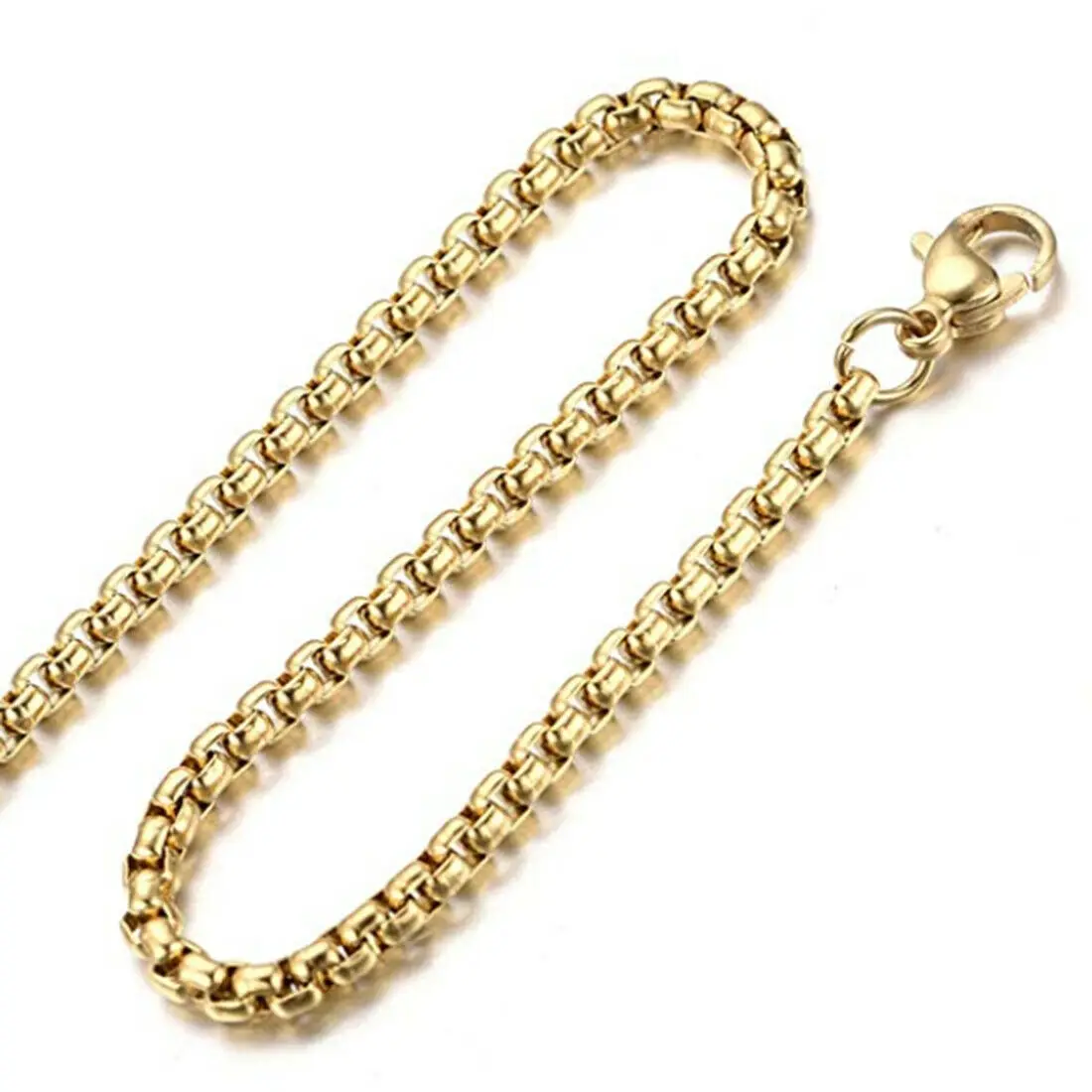 10 Pieces - 2/3/4mm Wholesale Gold Necklace For Pendant Stainless Steel Necklace Tarnish Resistant Round Box Chain Necklaces