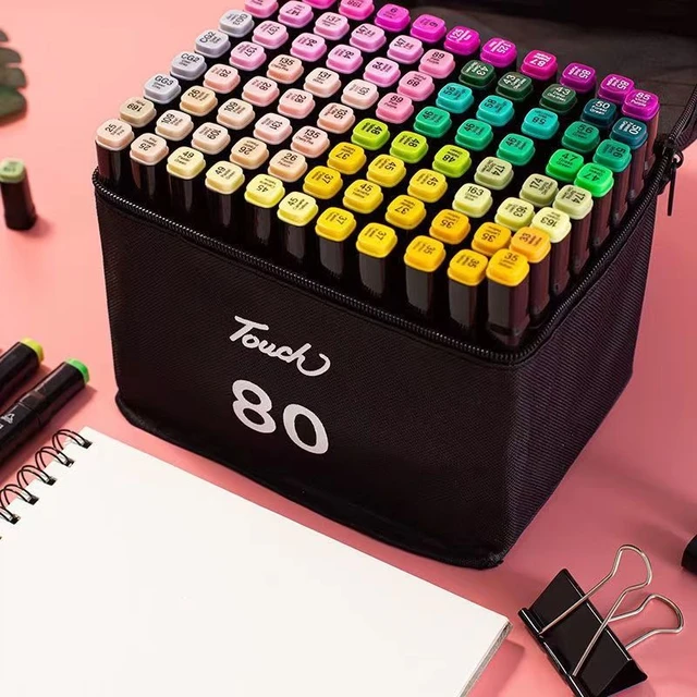 Juego de rotuladores artísticos con Alcohol para adultos, marcadores de  dibujo con punta de fibra, Base + bolso, suministros de arte, 12-80 colores  por bolsa - AliExpress