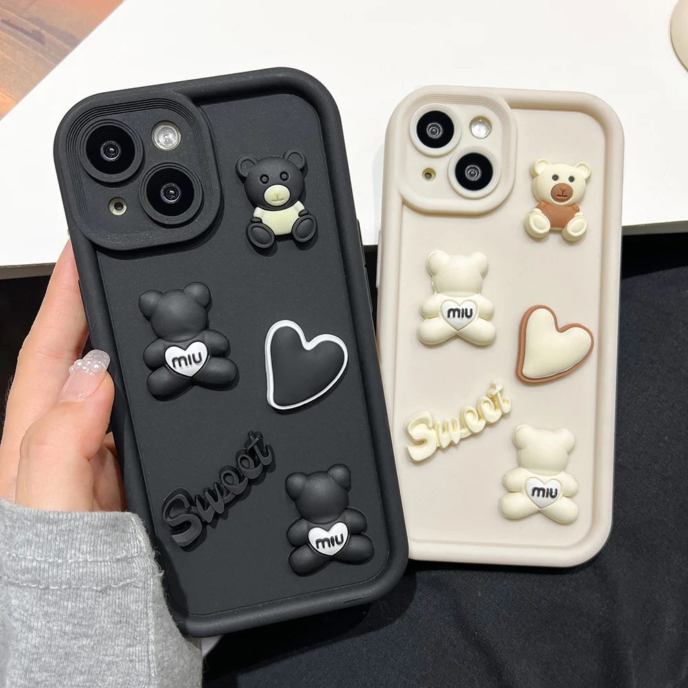 Luxury Cute Bear Phone Case For iPhone 16 Pro Max Funda iPhone thumbnail 4