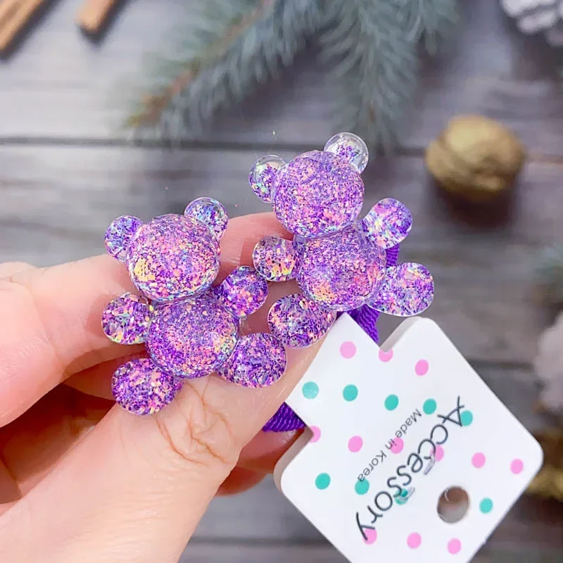 Neue Mode Glitter Bär Elastische Haarbänder Kinder Haar Seil Krawatten Haarspangen Kopfbedeckungen Mädchen Kinder Haar Zubehör