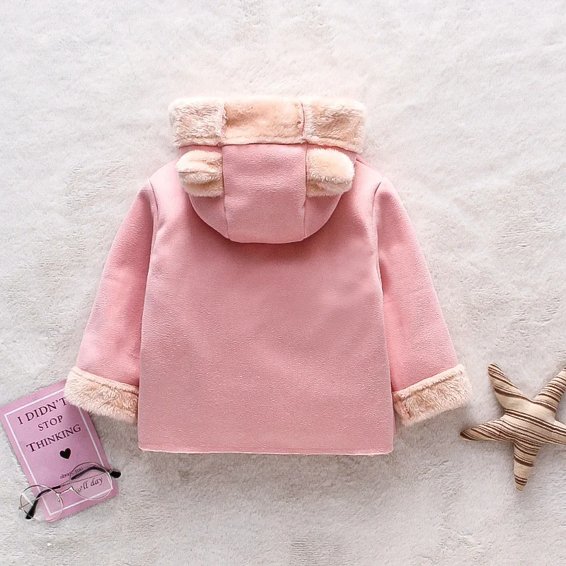 

Suede Winter Hooded Toddler Baby Micro Fleece Thermal Jackets Girls Boys Warmth Coats Kids Outfits Children Outerwear 0-6 Years