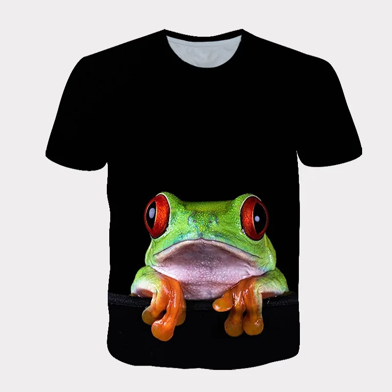 

Men Funny Frog Summer 3D T Shirt Boy Girl Personality Child Short Sleeve Simple Cool Clothing Y2K Casual Streetwear Tee Tops