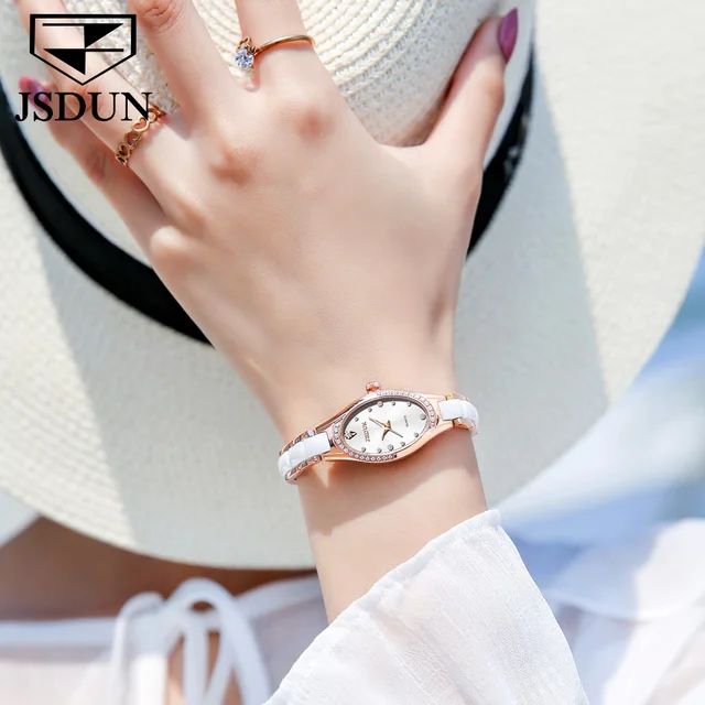 JSDUN Vogue Oval Small Dial Watches For Women Elegant Rhinestone Bracelet Watch Ladies Diamond Dress Quartz Wrist Watch Relogio 4