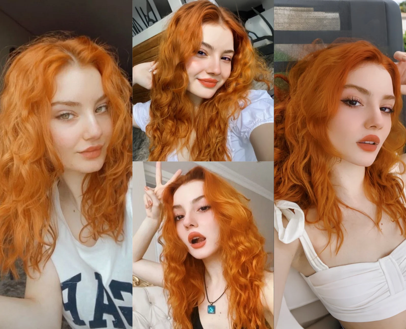 Ginger Orange Short Curly Wavy Wigs for Women Synthetic Free Part Shoulder Length Natural Wave Colored Bob Wig for Daily Cosplay