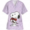 Surgical Wear Work Clothes Cartoon Snoopy print Hand Washing Nurse Uniform Women's V Neck Short Sleeve T-Shirt Tops 6