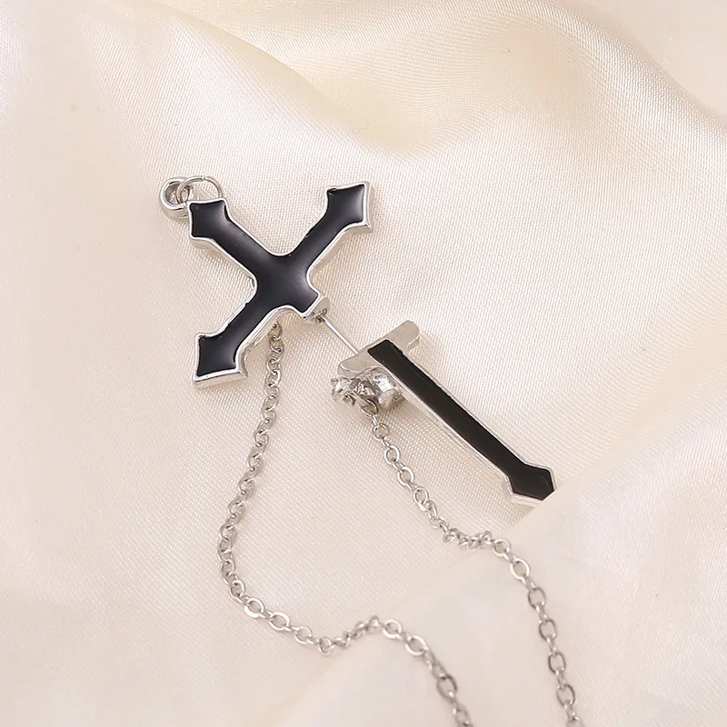 Dark Gothic Sword Earring Big Cross Ear Piercing Stud Earring For Women Men Vintage Goth Punk Rock Halloween Fashion Jewelry 4